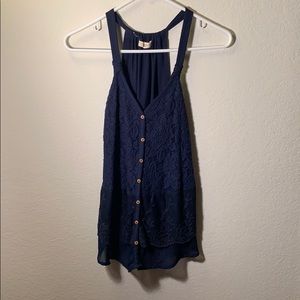 Rewind Navy Lace Tank Top Size Small